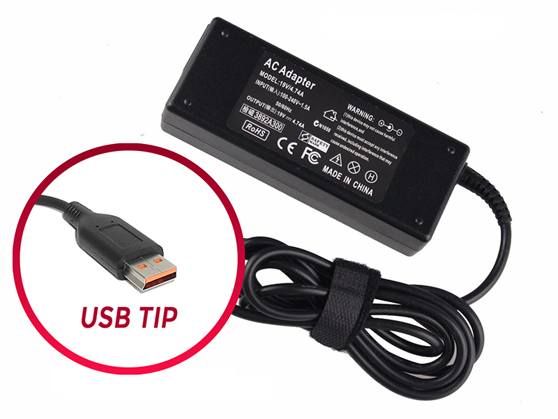 Cargador Portátil Lenovo 20V 4.5A USB TIP (Ref. 8)