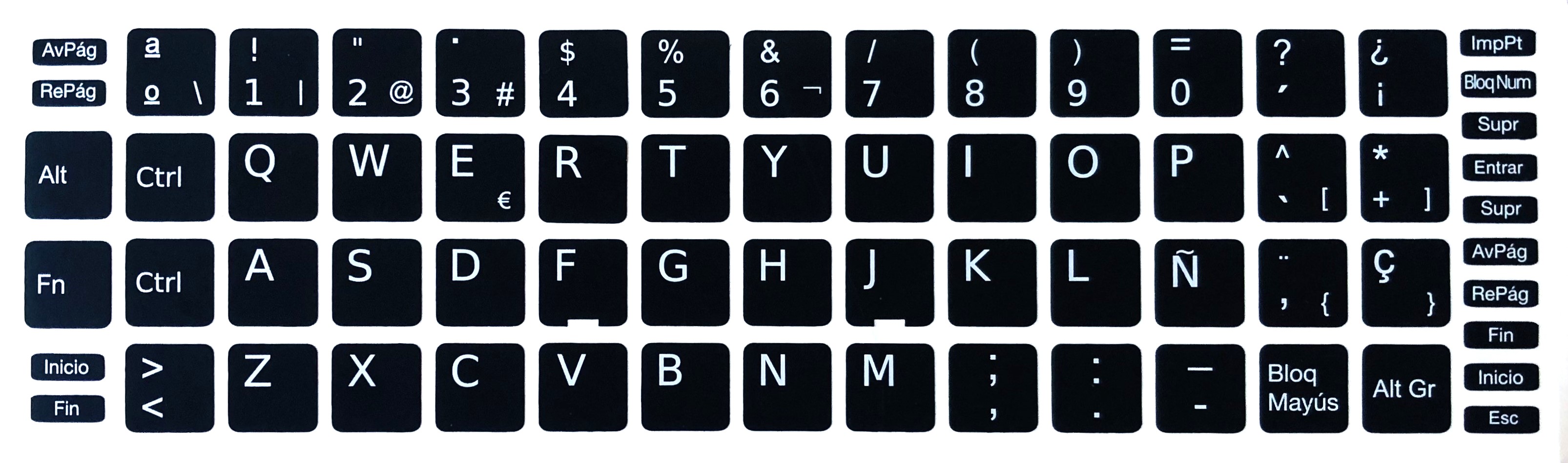 Kit conversión teclado a Español - 13x13mm - Negro ( 130 )